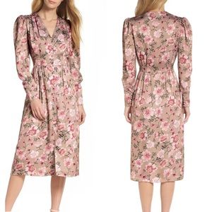 Gal Meets Glam Carla Button Front Crinkle Dress